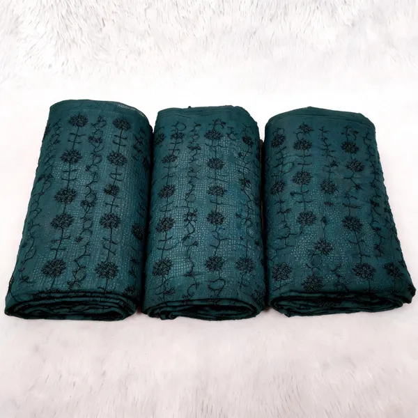 Dark_Green_Floral_Plain_Hakoba_Fabric