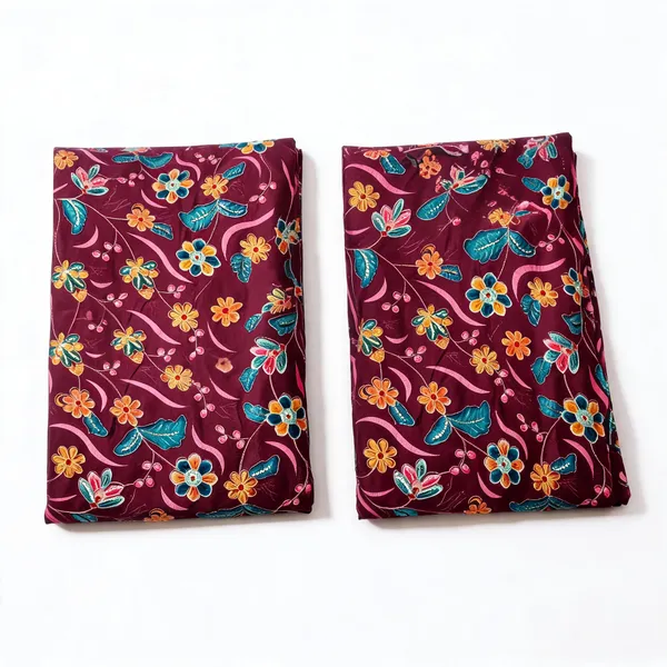 Dark_Wine_Floral_Position_Print_With_Embroidery_On_Chinon_Fabric