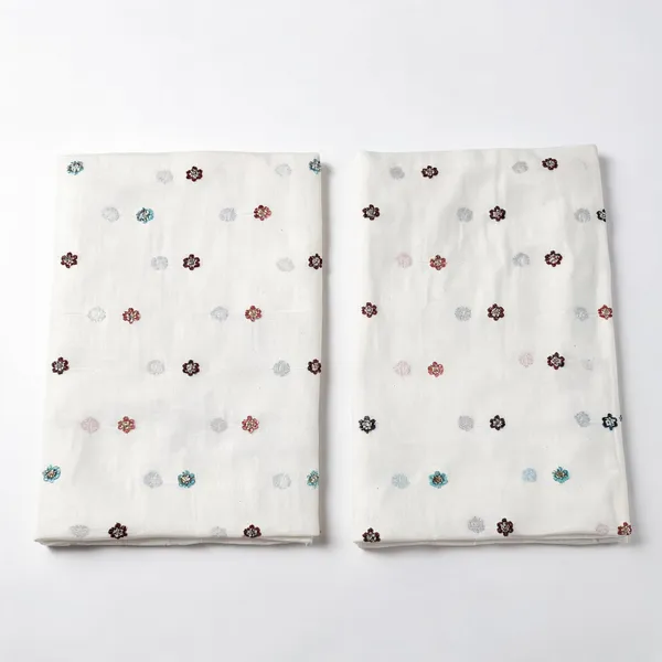 Multi_Thread_Beads_Embroidery_Butti_On_Kora_Cotton_Fabric