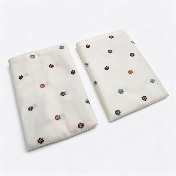 Multi_Thread_Beads_Embroidery_Butti_On_Kora_Cotton_Fabric