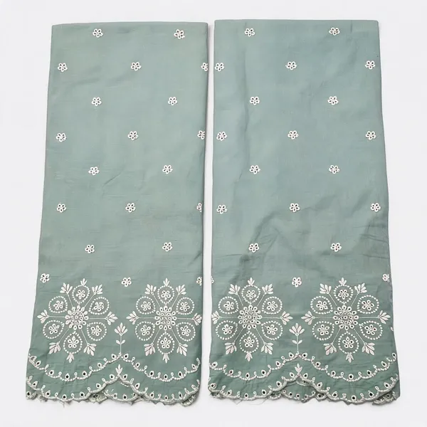 Green_Daman_White_Thread_Embroidery_On_Cambric_Cotton_Fabric