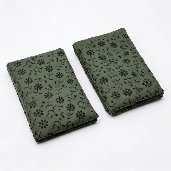 Olive_Green_Floral_Plain_Hakoba_Fabric