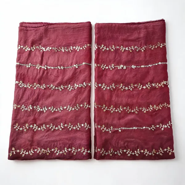Light_Maroon_Beads_Embroidery_On_Space_Silk_Fendy_Fabric