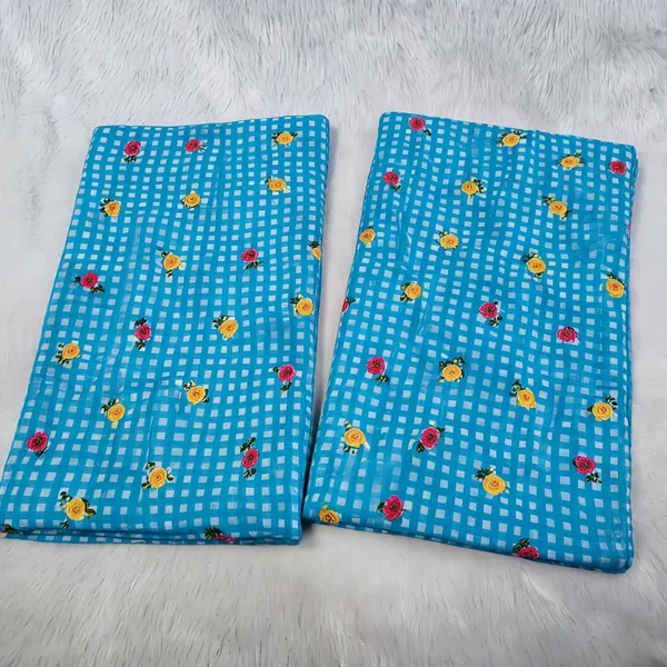 Blue_Check_Floral_Print_On_Mul_Chanderi_Fabric