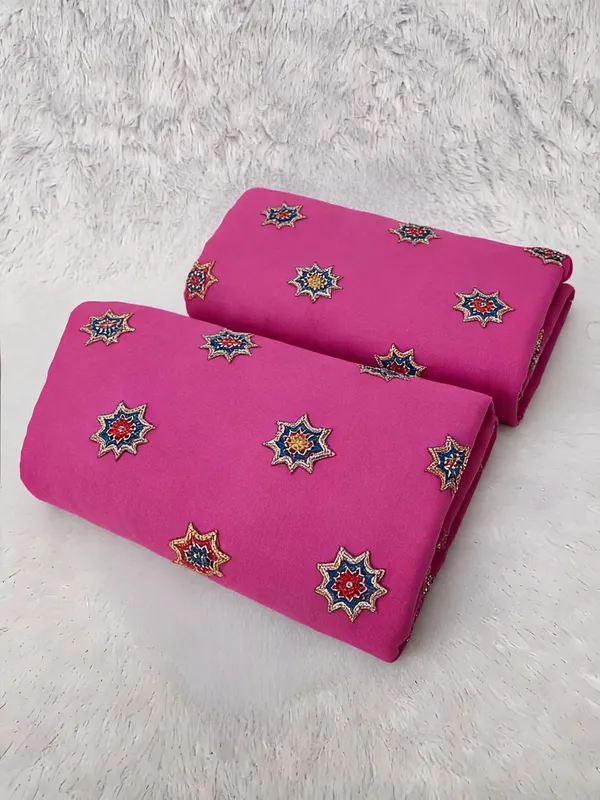 Rani_Pink_Beads_Embroidery_Butta_On_Kora_Cotton_Fabric