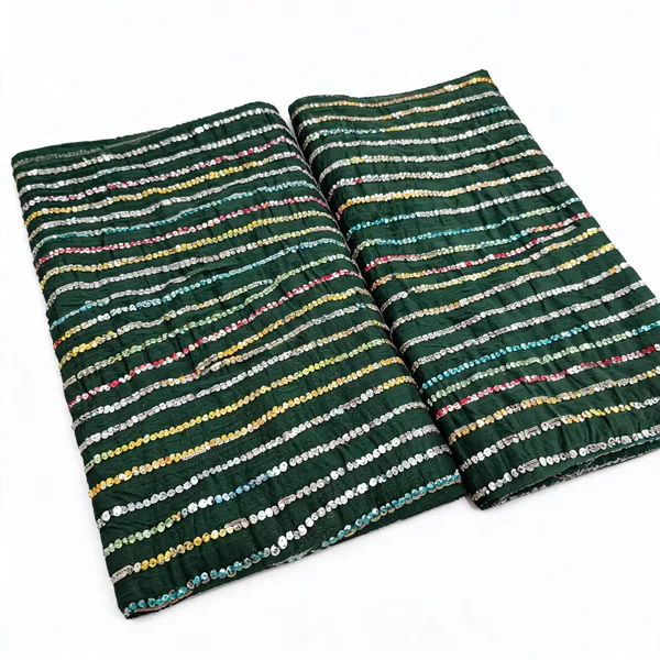 Dark_Green_Line_Sequins_Embroidery_On_Chinon_Fabric