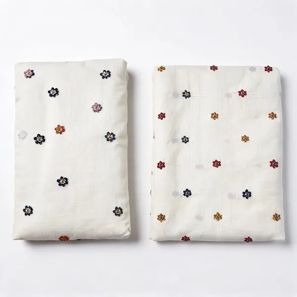 Multi_Thread_Beads_Embroidery_Butti_On_Kora_Cotton_Fabric