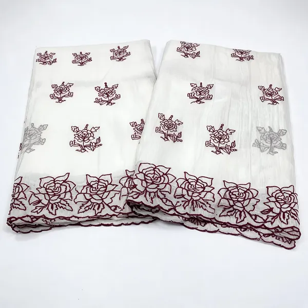 Wine_Floral_2_Side_Border_Pure_Mul_Cotton_Dupatta_Fabric