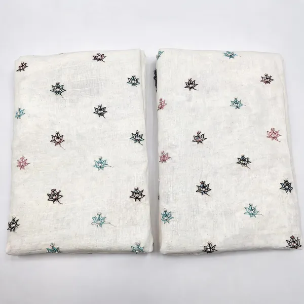 Multi_Thread_Beads_Butti_Embroidery_On_Dyeable_Kora_Cotton_Fabric