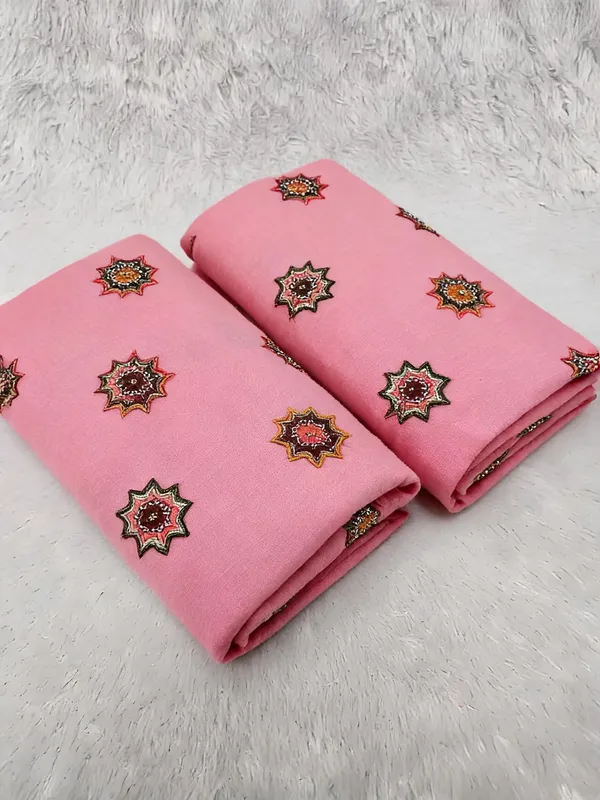 Peach_Beads_Embroidery_Butta_On_Kora_Cotton_Fabric