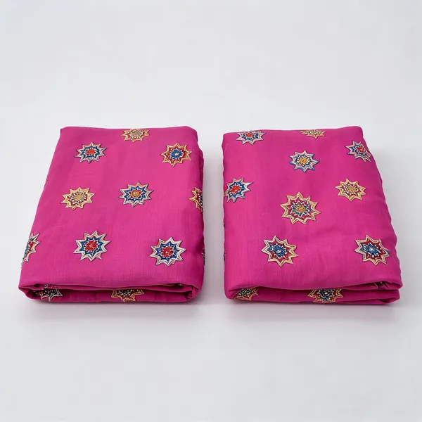 Rani_Pink_Beads_Embroidery_Butta_On_Kora_Cotton_Fabric