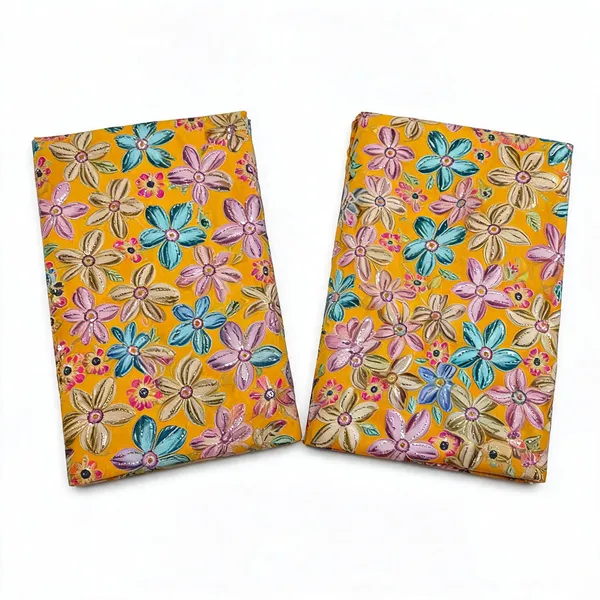 Yellow_Floral_Position_Print_On_Chinon_Fabric