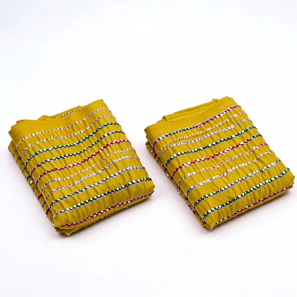 Yellow_Line_Sequins_Embroidery_On_Chinon_Fabric