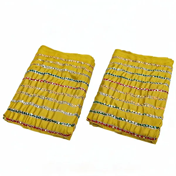 Yellow_Line_Sequins_Embroidery_On_Chinon_Fabric