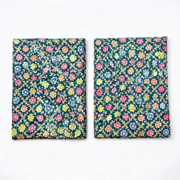 Dark_Sea_Green_Floral_Position_Print_On_Chinon_Fabric