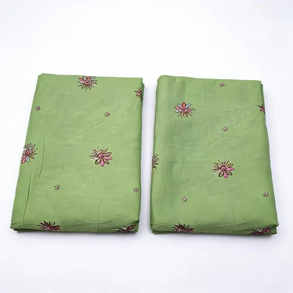 Green_Beads_Embroidery_On_Kora_Cotton_Fabric