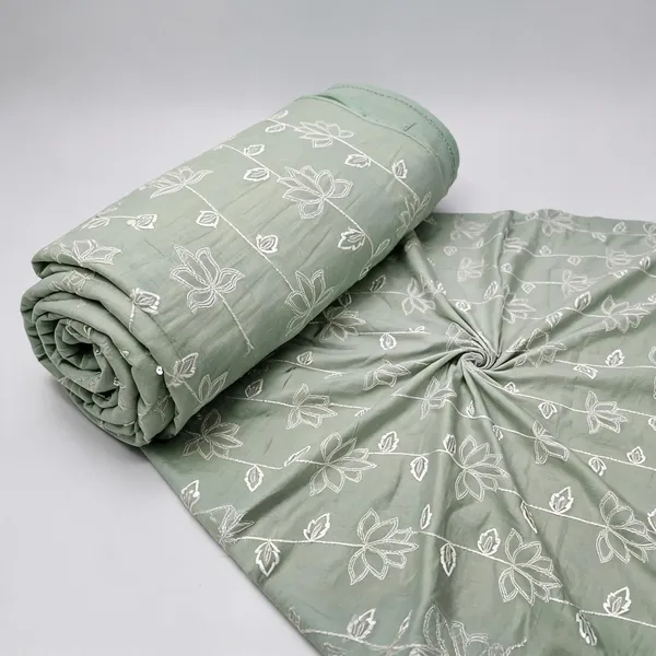 Green_White_Thread_Sequins_Embroidery_On_Pure_Cambric_Cotton_Fabric
