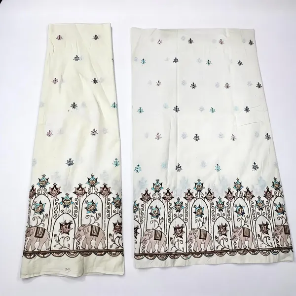 Elephant_Multi_Thread_Beads_Embroidery_On_Kora_Mul_Cotton_Fabric