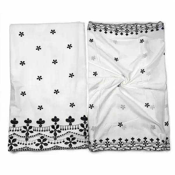 Grey_Floral_2_Side_Border_Pure_Mul_Cotton_Dupatta_Fabric