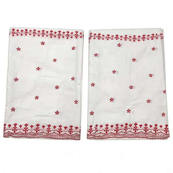 Red_Floral_2_Side_Border_Pure_Mul_Cotton_Dupatta_Fabric
