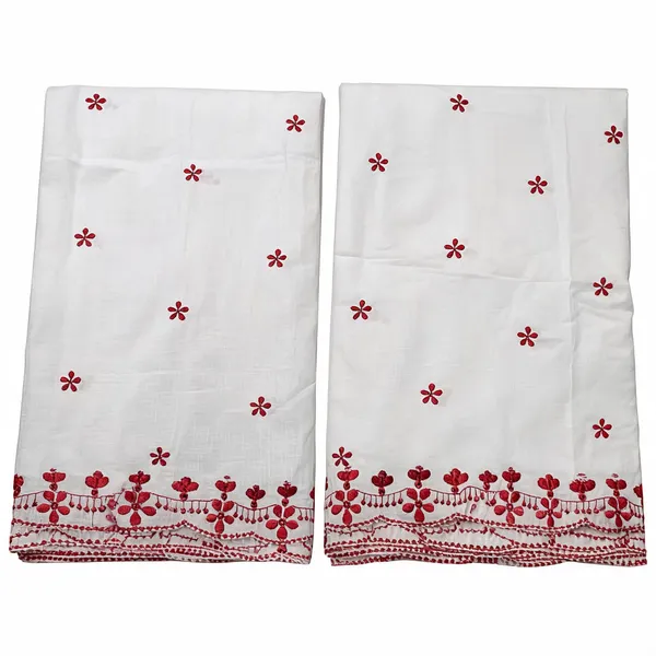 Red_Floral_2_Side_Border_Pure_Mul_Cotton_Dupatta_Fabric