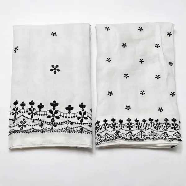 Grey_Floral_2_Side_Border_Pure_Mul_Cotton_Dupatta_Fabric