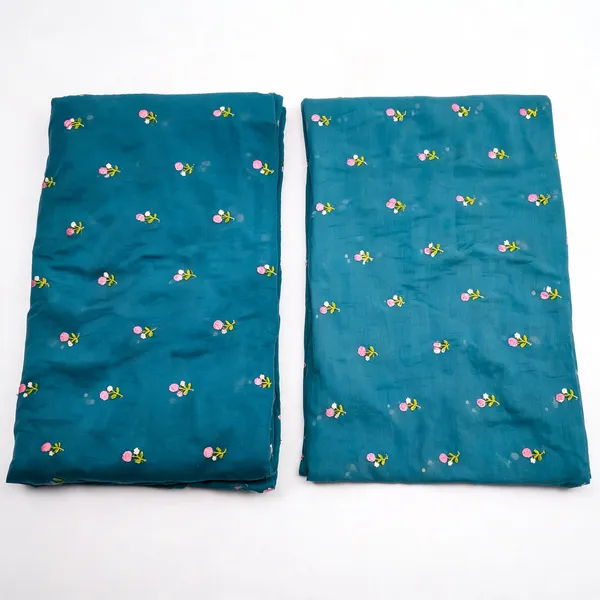 Teal_Blue_Floral_Embroidery_On_Mul_Chanderi_Fabric