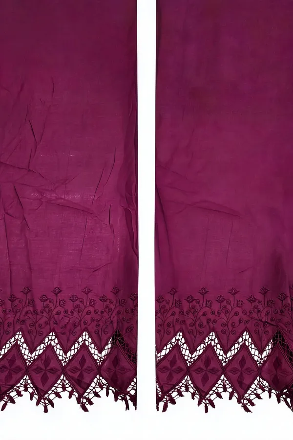 Wine_Hakoba_Style_Daman_Embroidery_On_Cotton_Fabric