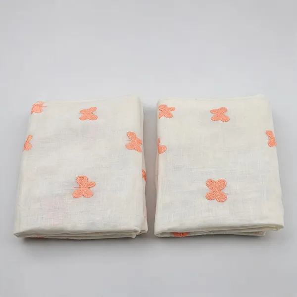 Peach_Butterfly_Threadwork_Embroidery_On_Dyeable_Kora_Mul_Cotton_Fabric