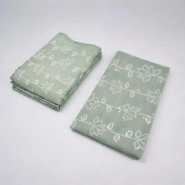 Green_White_Thread_Sequins_Embroidery_On_Pure_Cambric_Cotton_Fabric