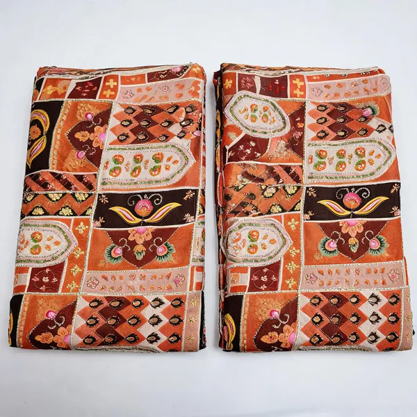 Brown_Print_With_Embroidery_On_Chinon_Fabric