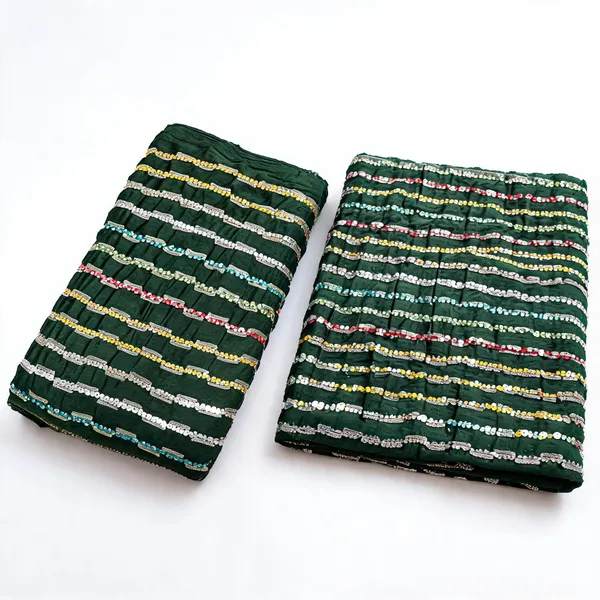 Dark_Green_Line_Sequins_Embroidery_On_Chinon_Fabric