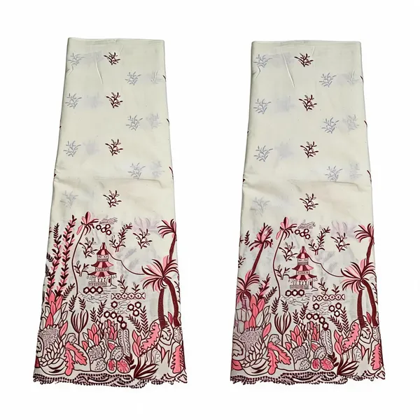 Floral_Peach_Thread_Embroidery_On_Kora_Mul_Cotton_Fabric