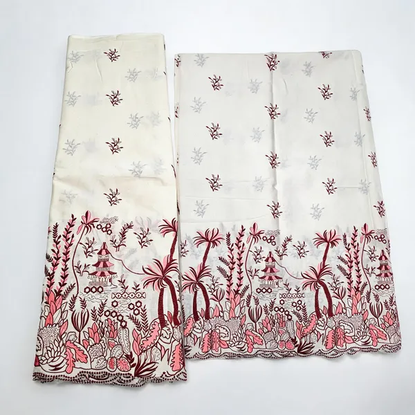 Floral_Peach_Thread_Embroidery_On_Kora_Mul_Cotton_Fabric