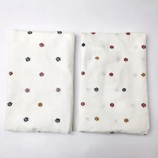 Multi_Thread_Beads_Embroidery_Butti_On_Kora_Cotton_Fabric