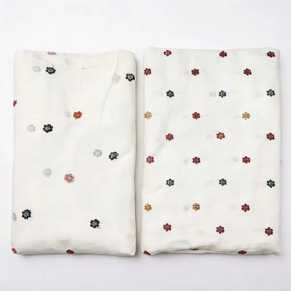 Multi_Thread_Beads_Embroidery_Butti_On_Kora_Cotton_Fabric