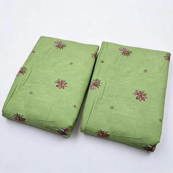 Green_Beads_Embroidery_On_Kora_Cotton_Fabric