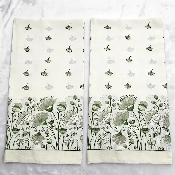 Floral_Green_Thread_Embroidery_On_Kora_Mul_Cotton_Fabric