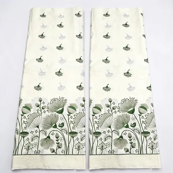 Floral_Green_Thread_Embroidery_On_Kora_Mul_Cotton_Fabric