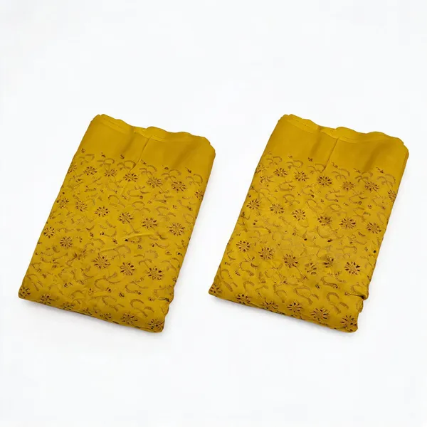 Mustard_Yellow_Floral_Plain_Hakoba_Fabric