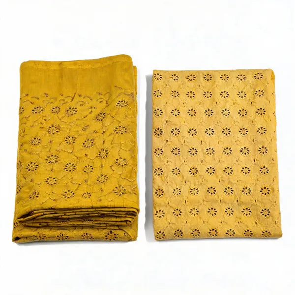 Mustard_Yellow_Floral_Plain_Hakoba_Fabric