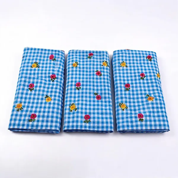 Blue_Check_Floral_Print_On_Mul_Chanderi_Fabric