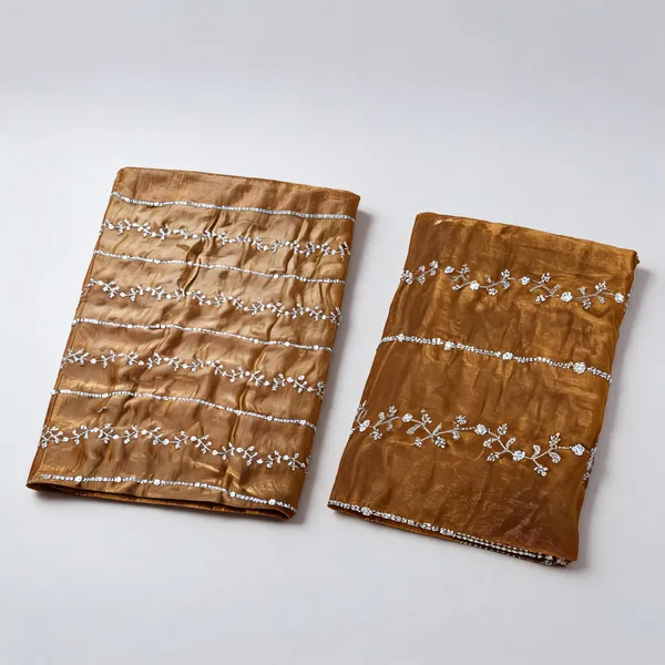 Rust_Beads_Embroidery_On_Space_Silk_Fendy_Fabric