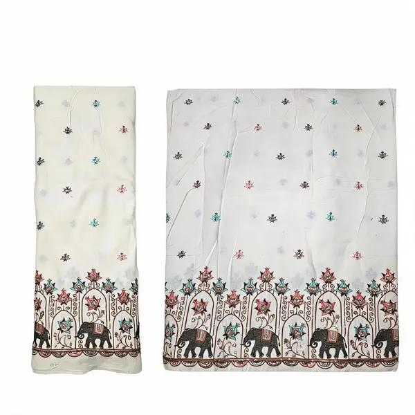 Elephant_Multi_Thread_Beads_Embroidery_On_Kora_Mul_Cotton_Fabric