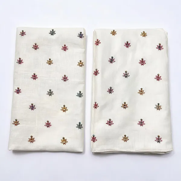 Multi_Thread_Beads_Butti_Embroidery_On_Dyeable_Kora_Cotton_Fabric