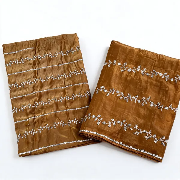 Rust_Beads_Embroidery_On_Space_Silk_Fendy_Fabric
