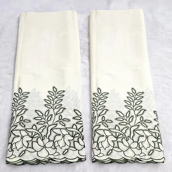 Dark_Mehendi_Green_Thread_Embroidery_On_Kora_Mul_Cotton_Fabric