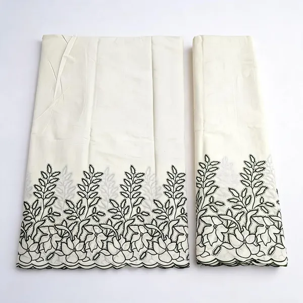 Dark_Mehendi_Green_Thread_Embroidery_On_Kora_Mul_Cotton_Fabric