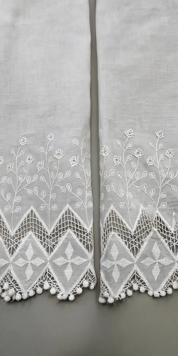 White_Hakoba_Style_Daman_Embroidery_On_Cotton_Fabric