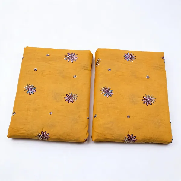 Mustard_Yellow_Beads_Embroidery_On_Kora_Cotton_Fabric
